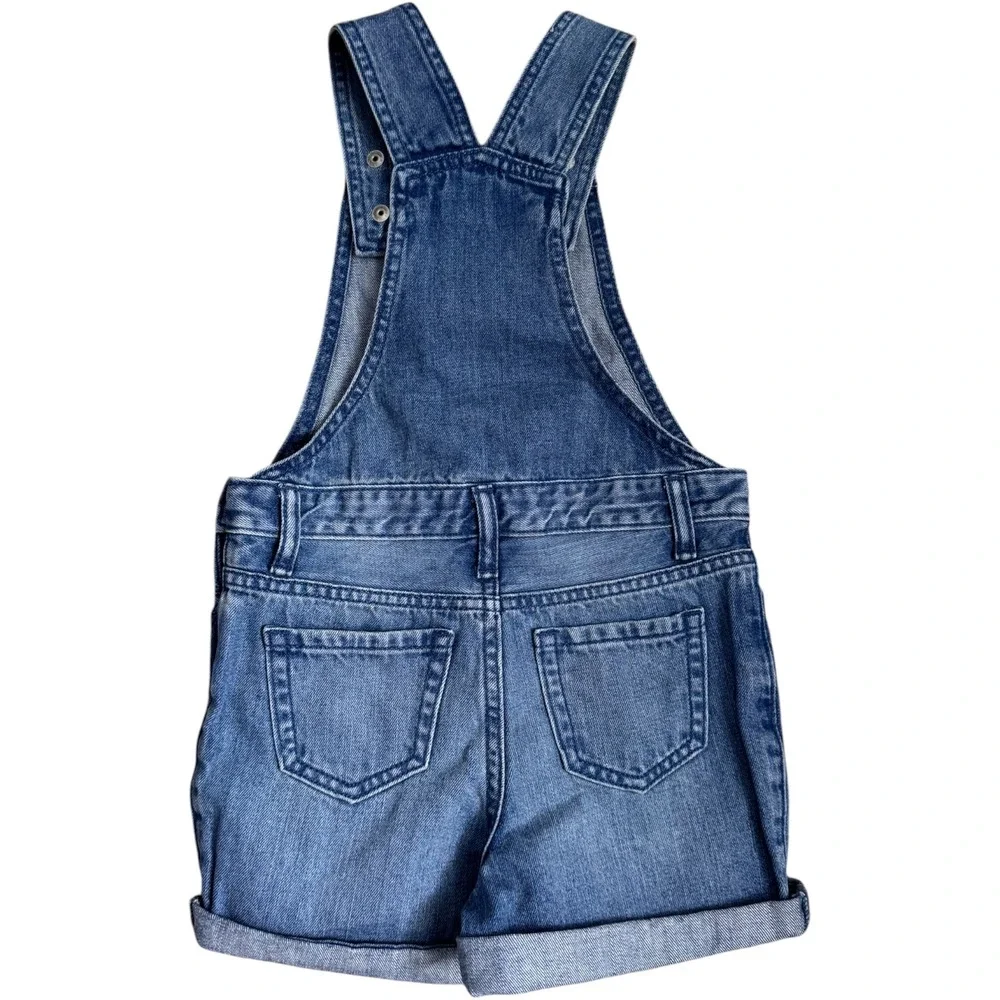 The Children's Place‎ Girls Denim Shortalls Distressed Blue Overalls Size 4 NWT